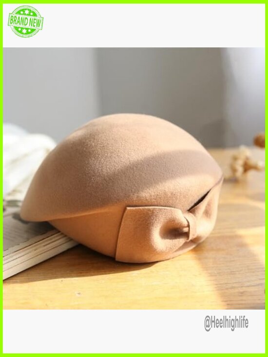 Vintage Wool Felt Beret Pearl Fascinator Adjustable Fedora Wedding Church Hat main image 4